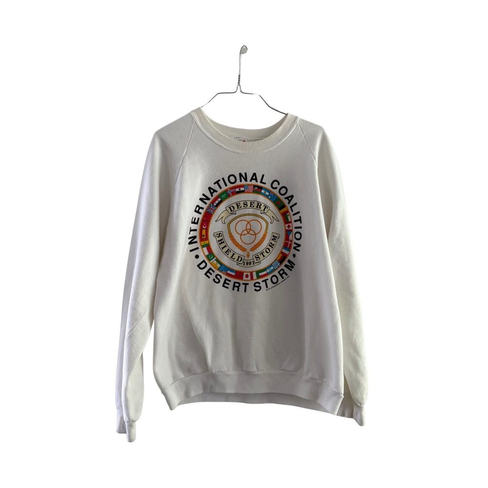 Vintage •‎ White International Coalition “Desert Storm” Sweatshirt
